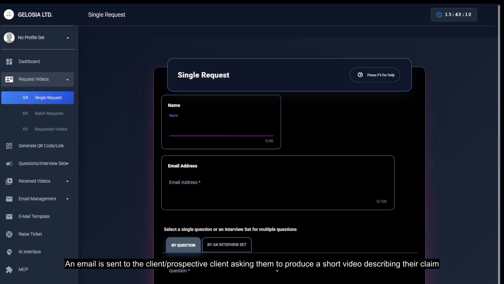 VideoSnap guided video request interface